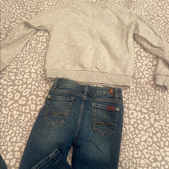 7 for all mankind Gray Patterned Sweater and Distressed adjustable waist Jeans - Picture 4 of 6